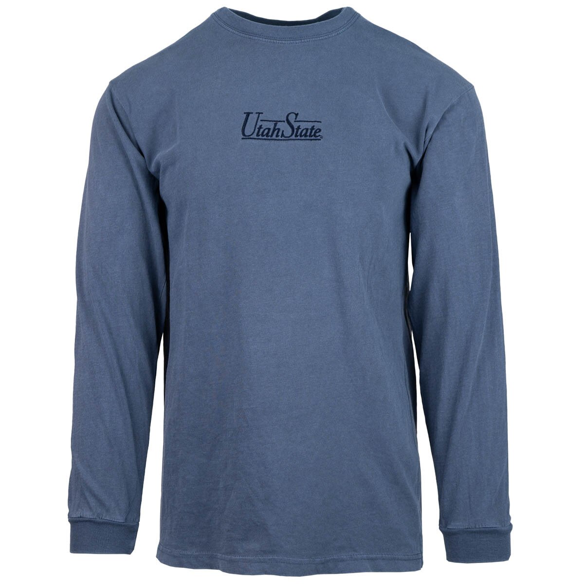 Utah State small simple print indigo blue unisex long sleeve t-shirt